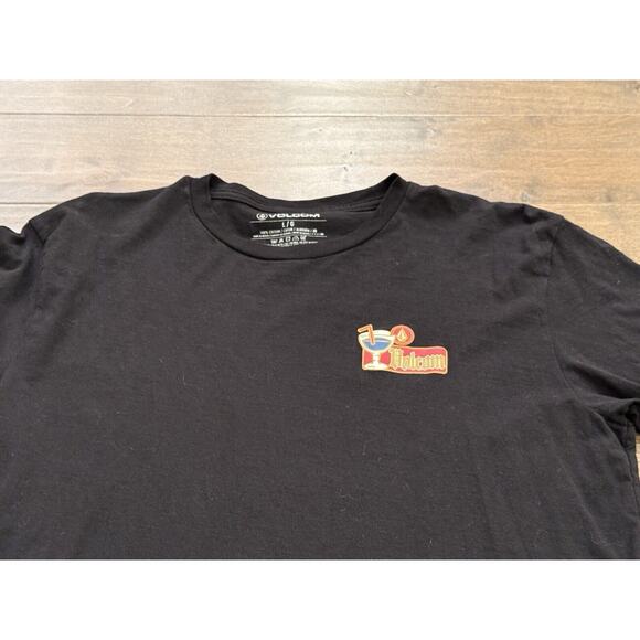 Volcom Mens Black Wine Glass Straw Volcom Graphic Short Sleeve T Shirt Size L - Picture 4 of 8